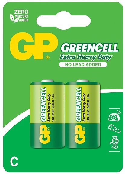 Gp Blister 2x Pilhas Greencell R14 / C - Gp