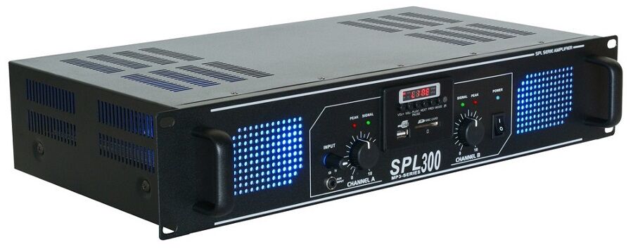 Spl Amplificador Pa 2x 150w 19" Mp3/usb/sd + Eq (spl 300mp3) Leds Azuis - Spl