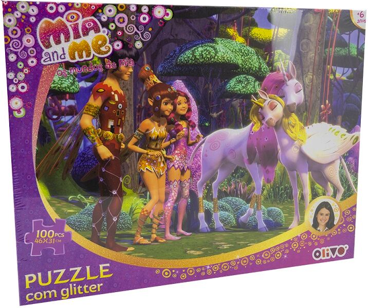 Default Puzzle "os Mundos De Mia" C/ Glitter (100 Peças)