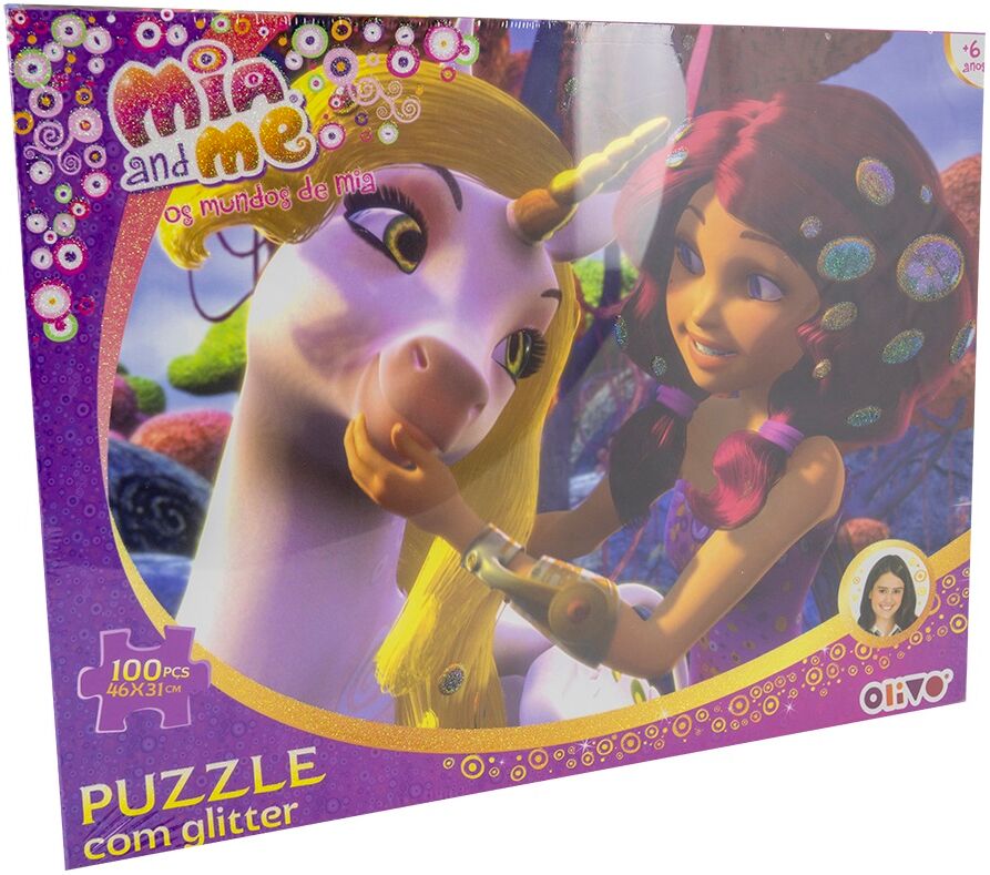 Default Puzzle "os Mundos De Mia" C/ Glitter (100 Peças)