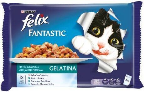 Felix Ração para Gatos (12x100 g - Húmida - Adulto - Sabor: Carne e Peixe)