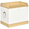 Pawhut Casa para Gato de Madeira Melamina de Madeira Branco e Carvalho 75x53x67 cm