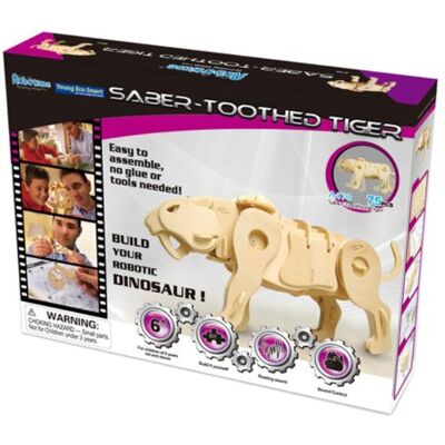 Robotime Quebra-Cabeça de Madeira de Dinossauros Tigre com Dentes de Serra 75TEM - Quebra-Cabeça de Madeira Robotime Quebra-Cabeça de Madeira de Dinossauros Tigre com Dentes de Serra 75TEM - Quebra-Cabeça de Madeira