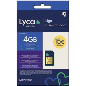 CARTÃO SIM LYCAMOBILE 15EUR GLOBE CARTÃO SIM LYCAMOBILE 15EUR GLOBE