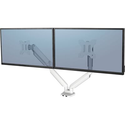 Fellowes Braço de monitor PLATINUM SERIES , braço duplo para 2 monitores, branco, Braço de monitor PLATINUM SERIES, braço duplo para 2 monitores, branco. Cada braço suporta monitores com peso até 8 kg e 81,28 cm (32'') de tamanho. Maximiza o espaço sobre Fellowes Braço de monitor PLATINUM SERIES , braço duplo para 2 monitores, branco, Braço de monitor PLATINUM SERIES, braço duplo para 2 monitores, branco. Cada braço suporta monitores com peso até 8 kg e 81,28 cm (32'') de tamanho. Maximiza o espaço sobre