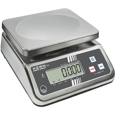 KERN Balança em aço inoxidável , com proteção contra o pó e salpicos de água, âmbito de pesagem até 3 kg, legibilidade 0,5 g, prato da balança 233 x 193 mm, Balança em aço inoxidável, com proteção contra o pó e salpicos de água, âmbito de pesagem até 3 kg KERN Balança em aço inoxidável , com proteção contra o pó e salpicos de água, âmbito de pesagem até 3 kg, legibilidade 0,5 g, prato da balança 233 x 193 mm, Balança em aço inoxidável, com proteção contra o pó e salpicos de água, âmbito de pesagem até 3 kg