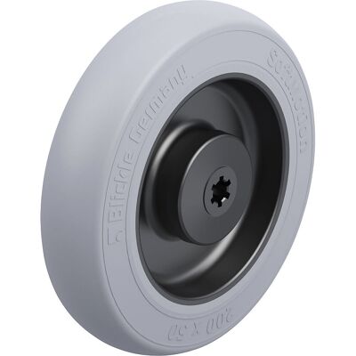 Blickle Roda com pneu de borracha macia , rolamento de esferas, Ø x largura da roda 200 x 50 mm, capacidade de carga 350 kg, Roda com pneu de borracha macia, rolamento de esferas, Ø x largura da roda 200 x 50 mm, capacidade de carga 350 kg. Borracha maciç Blickle Roda com pneu de borracha macia , rolamento de esferas, Ø x largura da roda 200 x 50 mm, capacidade de carga 350 kg, Roda com pneu de borracha macia, rolamento de esferas, Ø x largura da roda 200 x 50 mm, capacidade de carga 350 kg. Borracha maciç