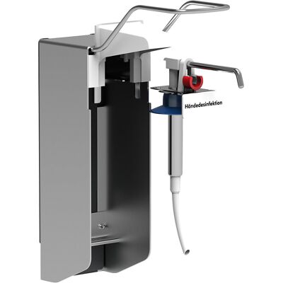 CWS Dispensador universal de 1 l, montagem na parede , com alavanca de braço em aço inoxidável, para áreas sensíveis, Dispensador universal de 1 l, montagem na parede, com alavanca de braço em aço inoxidável, para áreas sensíveis. Para sabão, desinfetante CWS Dispensador universal de 1 l, montagem na parede , com alavanca de braço em aço inoxidável, para áreas sensíveis, Dispensador universal de 1 l, montagem na parede, com alavanca de braço em aço inoxidável, para áreas sensíveis. Para sabão, desinfetante