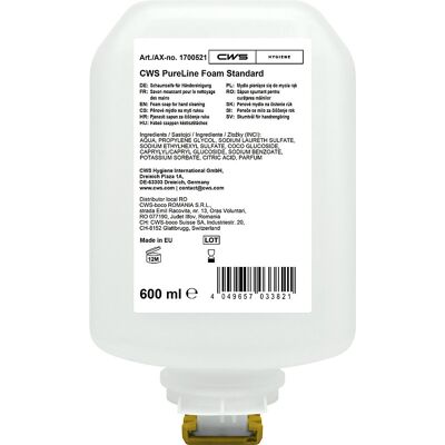 CWS Sabonete em espuma PureLine , embalagem de 8 unid. com 600 ml cada, transparente, Sabonete em espuma PureLine, embalagem de 8 unid. com 600 ml cada, transparente. pH neutro e dermatologicamente testado. Sem silicones, parabenos, microplásticos e polím CWS Sabonete em espuma PureLine , embalagem de 8 unid. com 600 ml cada, transparente, Sabonete em espuma PureLine, embalagem de 8 unid. com 600 ml cada, transparente. pH neutro e dermatologicamente testado. Sem silicones, parabenos, microplásticos e polím