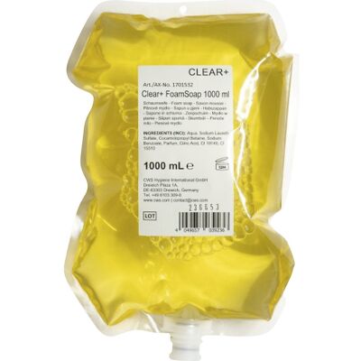 CWS Sabonete em espuma Clear+ , PH neutro, conteúdo 1 Litro, UE 4 unidades, Sabonete em espuma Clear+, PH neutro, conteúdo 1 Litro, UE 4 unidades. Fecho de pressão impede fuga ao trocar os sacos de sabonete. Sacos finos poupam recursos e são biodegradávei CWS Sabonete em espuma Clear+ , PH neutro, conteúdo 1 Litro, UE 4 unidades, Sabonete em espuma Clear+, PH neutro, conteúdo 1 Litro, UE 4 unidades. Fecho de pressão impede fuga ao trocar os sacos de sabonete. Sacos finos poupam recursos e são biodegradávei