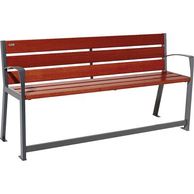 PROCITY Banco SILAOS® em madeira , com encosto, comprimento 1800 mm, com apoios para braços, mogno, Banco SILAOS® em madeira, com encosto, comprimento 1800 mm, com apoios para braços, mogno. Madeira de carvalho certificada pela PEFC. Montagem sobre placas PROCITY Banco SILAOS® em madeira , com encosto, comprimento 1800 mm, com apoios para braços, mogno, Banco SILAOS® em madeira, com encosto, comprimento 1800 mm, com apoios para braços, mogno. Madeira de carvalho certificada pela PEFC. Montagem sobre placas