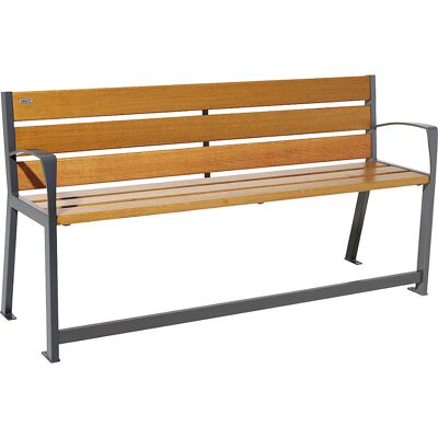 PROCITY Banco SILAOS® em madeira , com encosto, comprimento 1800 mm, com apoios para braços, imitação de carvalho claro, Banco SILAOS® em madeira, com encosto, comprimento 1800 mm, com apoios para braços, imitação de carvalho claro. Madeira de carvalho ce PROCITY Banco SILAOS® em madeira , com encosto, comprimento 1800 mm, com apoios para braços, imitação de carvalho claro, Banco SILAOS® em madeira, com encosto, comprimento 1800 mm, com apoios para braços, imitação de carvalho claro. Madeira de carvalho ce
