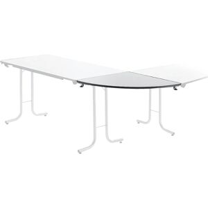 Mesa de ampliação para mesa rebatível, forma do tampo quadrante, 700 x 700 mm, armação prateada, tampo cinzento claro