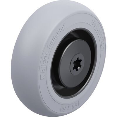 Blickle Roda com pneu de borracha macia , rolamento de esferas, Ø x largura da roda 150 x 50 mm, capacidade de carga 280 kg, Roda com pneu de borracha macia, rolamento de esferas, Ø x largura da roda 150 x 50 mm, capacidade de carga 280 kg. Borracha maciç Blickle Roda com pneu de borracha macia , rolamento de esferas, Ø x largura da roda 150 x 50 mm, capacidade de carga 280 kg, Roda com pneu de borracha macia, rolamento de esferas, Ø x largura da roda 150 x 50 mm, capacidade de carga 280 kg. Borracha maciç