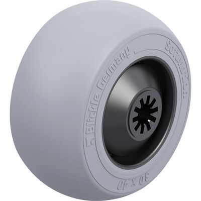 Roda Blickle 80/8kf-Sg - Borracha macia, rolamento de esferas, 80x40mm Roda Blickle 80/8kf-Sg - Borracha macia, rolamento de esferas, 80x40mm