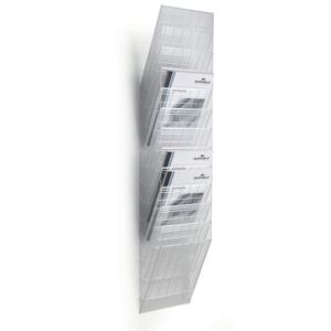 DURABLE Distribuidor de prospetos para parede, formato vertical, 12 x A4, embalagem de 2 unid., transparente
