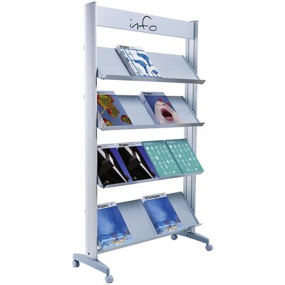 Paperflow Expositor de prospetos móvel em metal , com prateleiras em metal, largura 940 mm, Expositor de prospetos móvel em metal, com prateleiras em metal, largura 940 mm. Acabamento em metal muito elegante. Montagem simples. Amigo do ambiente. Expositor Paperflow Expositor de prospetos móvel em metal , com prateleiras em metal, largura 940 mm, Expositor de prospetos móvel em metal, com prateleiras em metal, largura 940 mm. Acabamento em metal muito elegante. Montagem simples. Amigo do ambiente. Expositor