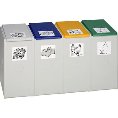 VAR Coletor de materiais recicláveis em plástico , estação com capacidade de 40 l cada, coletor quádruplo, Coletor de materiais recicláveis em plástico, estação com capacidade de 40 l cada, coletor quádruplo. Recipientes de plástico robusto e antichoque. VAR Coletor de materiais recicláveis em plástico , estação com capacidade de 40 l cada, coletor quádruplo, Coletor de materiais recicláveis em plástico, estação com capacidade de 40 l cada, coletor quádruplo. Recipientes de plástico robusto e antichoque.