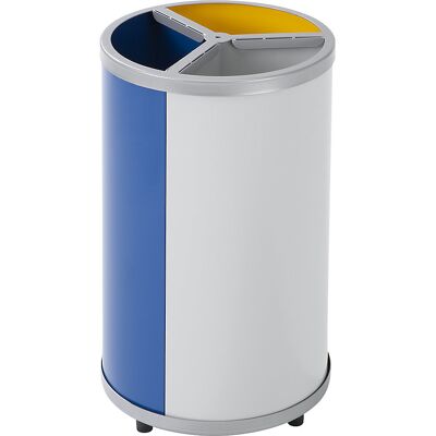 VAR Coletor de materiais recicláveis, redondo , volume 3 x 30 l, AxØ 720 x 420 mm, amarelo, azul, cinzento, Coletor de materiais recicláveis, redondo, volume 3 x 30 l, AxØ 720 x 420 mm, amarelo, azul, cinzento. Estação de recolha com 3 recipientes colorid VAR Coletor de materiais recicláveis, redondo , volume 3 x 30 l, AxØ 720 x 420 mm, amarelo, azul, cinzento, Coletor de materiais recicláveis, redondo, volume 3 x 30 l, AxØ 720 x 420 mm, amarelo, azul, cinzento. Estação de recolha com 3 recipientes colorid