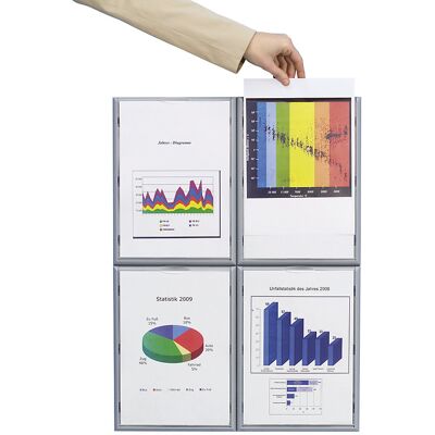 Paperflow Expositor de informação , caixilho em poliestireno, cores de alumínio, AxLxP 322 x 237 x 23 mm, A4, embalagem de 4 unid., Expositor de informação, caixilho em poliestireno, cores de alumínio, AxLxP 322 x 237 x 23 mm, A4, embalagem de 4 unid. Des Paperflow Expositor de informação , caixilho em poliestireno, cores de alumínio, AxLxP 322 x 237 x 23 mm, A4, embalagem de 4 unid., Expositor de informação, caixilho em poliestireno, cores de alumínio, AxLxP 322 x 237 x 23 mm, A4, embalagem de 4 unid. Des