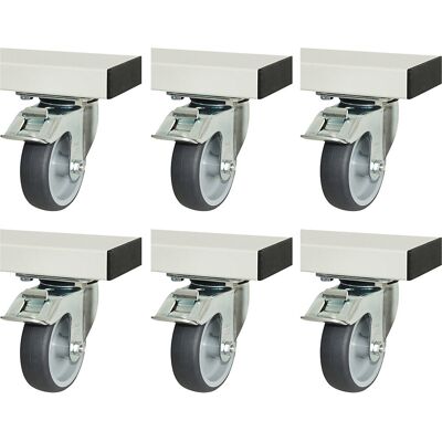 RAU Conjunto de rodas para adlatus 300 , 6 rodas orientáveis com imobilizadores, LxC 100 x 30 mm, Conjunto de rodas para adlatus 300, 6 rodas orientáveis com imobilizadores, LxC 100 x 30 mm. Permite a utilização móvel dos postos de trabalho reguláveis ele RAU Conjunto de rodas para adlatus 300 , 6 rodas orientáveis com imobilizadores, LxC 100 x 30 mm, Conjunto de rodas para adlatus 300, 6 rodas orientáveis com imobilizadores, LxC 100 x 30 mm. Permite a utilização móvel dos postos de trabalho reguláveis ele