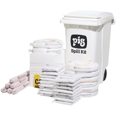 PIG Kit de emergência móvel, grande , versão para óleo, absorve 250,8 l, Kit de emergência móvel, grande, versão para óleo, absorve 250,8 l. Absorve e retém óleo e líquidos à base de óleo, mas não água. Para utilizar em terra e na água. Absorve até 168,3 PIG Kit de emergência móvel, grande , versão para óleo, absorve 250,8 l, Kit de emergência móvel, grande, versão para óleo, absorve 250,8 l. Absorve e retém óleo e líquidos à base de óleo, mas não água. Para utilizar em terra e na água. Absorve até 168,3