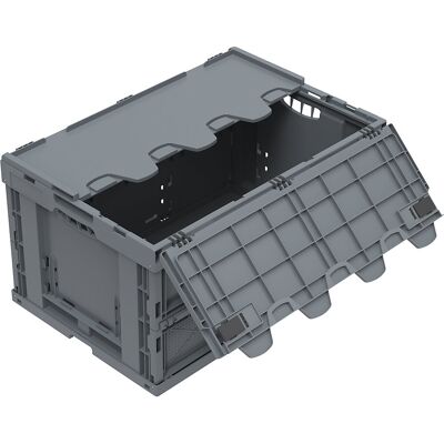 kaiserkraft Caixa dobrável em regenerado reciclado, com tampa, volume 61 l, Caixa dobrável em regenerado reciclado, com tampa, volume 61 l. Até 100% de material regenerado. Redução de volume até 80%, poupando custos de transporte e armazenamento. Fundo da kaiserkraft Caixa dobrável em regenerado reciclado, com tampa, volume 61 l, Caixa dobrável em regenerado reciclado, com tampa, volume 61 l. Até 100% de material regenerado. Redução de volume até 80%, poupando custos de transporte e armazenamento. Fundo da
