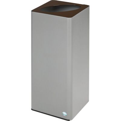 Recipiente de resíduos QUADRO - 70L, Aço, Prata / Marrom Recipiente de resíduos QUADRO - 70L, Aço, Prata / Marrom