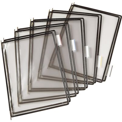 Tarifold Quadro transparente , UE de 10 unid., para A4, preto, a partir de 3 UE, Quadro transparente, UE de 10 unid., para A4, preto, a partir de 3 UE. Em película resistente, antirreflexo com armação de arame de aço revestida a plástico. Utilização fácil Tarifold Quadro transparente , UE de 10 unid., para A4, preto, a partir de 3 UE, Quadro transparente, UE de 10 unid., para A4, preto, a partir de 3 UE. Em película resistente, antirreflexo com armação de arame de aço revestida a plástico. Utilização fácil