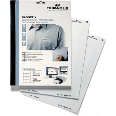 DURABLE Letreiros para nomes, autocolantes , seda de acetato, branco, AxL 40 x 75 mm, embalagem de 480 unid., Letreiros para nomes, autocolantes, seda de acetato, branco, AxL 40 x 75 mm, embalagem de 480 unid. Letreiros para nomes autocolantes em seda de DURABLE Letreiros para nomes, autocolantes , seda de acetato, branco, AxL 40 x 75 mm, embalagem de 480 unid., Letreiros para nomes, autocolantes, seda de acetato, branco, AxL 40 x 75 mm, embalagem de 480 unid. Letreiros para nomes autocolantes em seda de