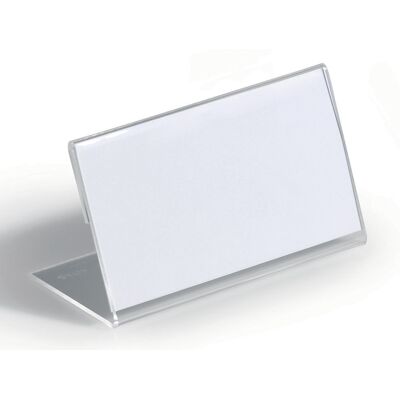 DURABLE Letreiro para mesa em acrílico , em forma de L, AxL 52 x 100 mm, embalagem de 40 unid., Letreiro para mesa em acrílico, em forma de L, AxL 52 x 100 mm, embalagem de 40 unid. Expositor em forma de L fixo. Em acrílico transparente. Para conferências DURABLE Letreiro para mesa em acrílico , em forma de L, AxL 52 x 100 mm, embalagem de 40 unid., Letreiro para mesa em acrílico, em forma de L, AxL 52 x 100 mm, embalagem de 40 unid. Expositor em forma de L fixo. Em acrílico transparente. Para conferências