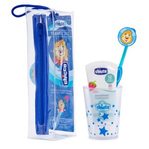 Chicco Conjunto de Higiene Oral Menino 3-6a: Pasta de Dentes Morango 12m+ 50 ml + Escova + Copo + Bolsa