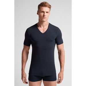 Intimissimi T-shirt em Algodão Supima® Elástico com Decote em V Homem Azul Taglia M