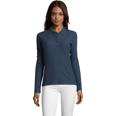 Camisa Polo Feminina Sol's Denim - Manga Longa - Ajuste Slim - OEKO-TEX Camisa Polo Feminina Sol's Denim - Manga Longa - Ajuste Slim - OEKO-TEX