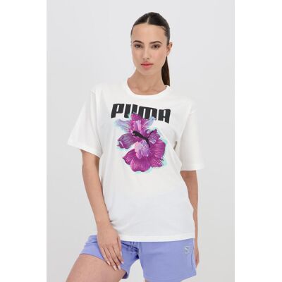 Puma Flor Logo - Branco - T-shirt Mulher tamanho L Puma Flor Logo - Branco - T-shirt Mulher tamanho L