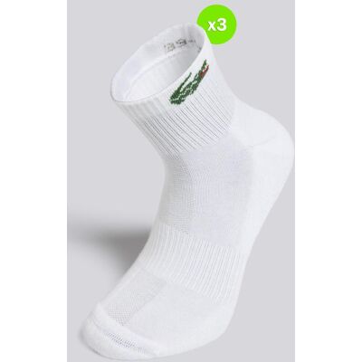 Meias Curtas Desporto Lacoste Pack 3 Brancas tamanho L Meias Curtas Desporto Lacoste Pack 3 Brancas tamanho L