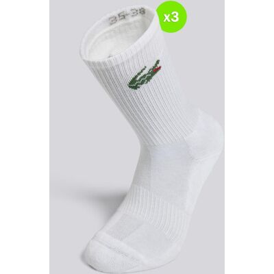 Meias Altas Lacoste Pack 3 Brancas tamanho M Meias Altas Lacoste Pack 3 Brancas tamanho M