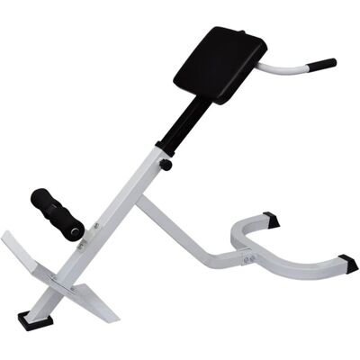 vidaXL Banco de Extensão de Costas - Ajustável, Aço, Branco & Preto - Tipo de Costas vidaXL Banco de Extensão de Costas - Ajustável, Aço, Branco & Preto - Tipo de Costas