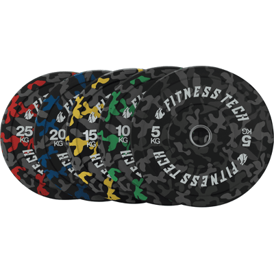 Conjunto 150kg Discos Bumper Plate Fitness Tech Camuflado MKP Conjunto 150kg Discos Bumper Plate Fitness Tech Camuflado MKP