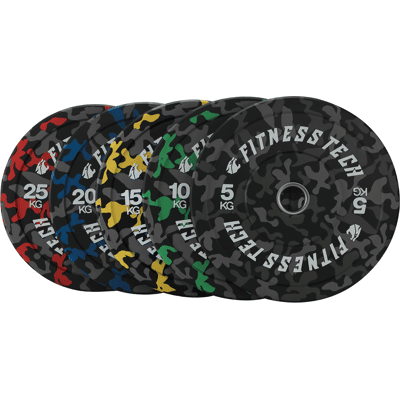 Conjunto 150kg Discos Bumper Plate Fitness Tech Camuflado MKP Conjunto 150kg Discos Bumper Plate Fitness Tech Camuflado MKP