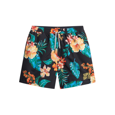Superdry para homem. M3010242A Fato de banho com estampado havaiano multicolorido (XXL), Preto, Beachwear, Polister Reciclado, Sustentável Superdry para homem. M3010242A Fato de banho com estampado havaiano multicolorido (XXL), Preto, Beachwear, Polister Reciclado, Sustentável
