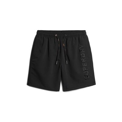 Superdry para homem. M3010227A Fato de banho preto bordado Premium (M), Beachwear, Sustentável, Poliéster reciclado Superdry para homem. M3010227A Fato de banho preto bordado Premium (M), Beachwear, Sustentável, Poliéster reciclado