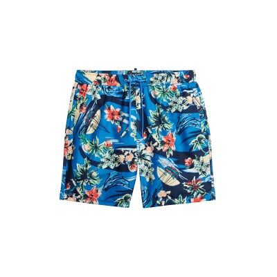 Superdry para homem. M3010232A Fato de banho com estampado havaiano reciclado azul (S), Beachwear, Polister Reciclado, Sustentável Superdry para homem. M3010232A Fato de banho com estampado havaiano reciclado azul (S), Beachwear, Polister Reciclado, Sustentável