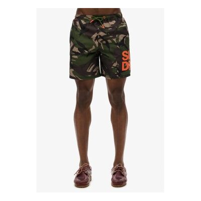 Superdry para homem. M3010247A Fato de banho de 43,2 cm com logótipo Sportswear verde (S), Camuflagem, Beachwear, Polister Reciclado, Susten Superdry para homem. M3010247A Fato de banho de 43,2 cm com logótipo Sportswear verde (S), Camuflagem, Beachwear, Polister Reciclado, Susten
