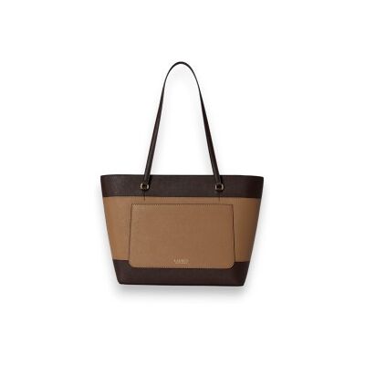 Lauren Ralph Lauren para mulher. 431934895010 Bolsa tote Karly média em couro marrom (OSFA), Bege, Casual, Pele Lauren Ralph Lauren para mulher. 431934895010 Bolsa tote Karly média em couro marrom (OSFA), Bege, Casual, Pele