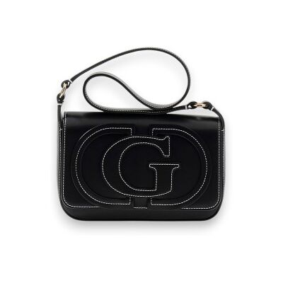 Guess para mulher. HWVG9740190 Mala de ombro com aba Ruby preta (OSFA), Preto, Casual, Poliuretano Guess para mulher. HWVG9740190 Mala de ombro com aba Ruby preta (OSFA), Preto, Casual, Poliuretano