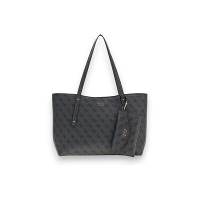 Guess para mulher. HWLG9648240 Bolsa tote com zíper superior Brenton cinza escuro (OSFA), Casual, Poliuretano Guess para mulher. HWLG9648240 Bolsa tote com zíper superior Brenton cinza escuro (OSFA), Casual, Poliuretano