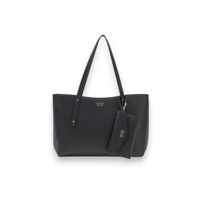 Guess para mulher. HWPG9648240 Bolsa tote com fecho de correr superior Brenton preta (OSFA), Preto, Casual, Poliuretano Guess para mulher. HWPG9648240 Bolsa tote com fecho de correr superior Brenton preta (OSFA), Preto, Casual, Poliuretano