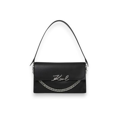 Karl Lagerfeld para mulher. B4W30064 Bolsa Signature Flap preta (OSFA), Preto, Casual, Clássico, Pele Karl Lagerfeld para mulher. B4W30064 Bolsa Signature Flap preta (OSFA), Preto, Casual, Clássico, Pele