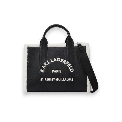 Karl Lagerfeld para mulher. B4W30087 Bolsa tote média Rue St-Guillaume preta (OSFA), Preto, Casual, Poliuretano Karl Lagerfeld para mulher. B4W30087 Bolsa tote média Rue St-Guillaume preta (OSFA), Preto, Casual, Poliuretano